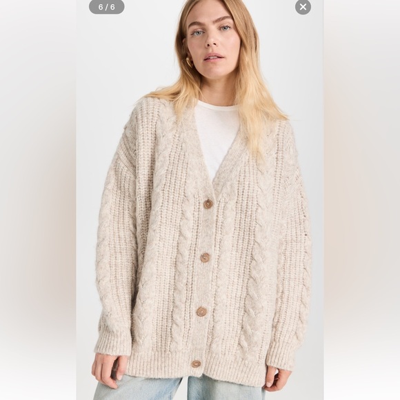 Jenni Kayne Cable Cocoon Knit Cardigan in Blush Oversized Small - Picture 4 of 15